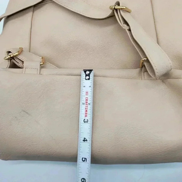 RAMPAGE Vegan Taupe PVC Gold Zipper Accents Backpack Purse Bag Beige Color - Picture 14 of 14